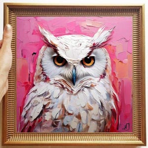 Owl Painting ORIGINAL ART on Canvas Custom Order Textured Oil Artwork Animal Wall Decor Impasto Unique Gifts for Her Very Beautiful!