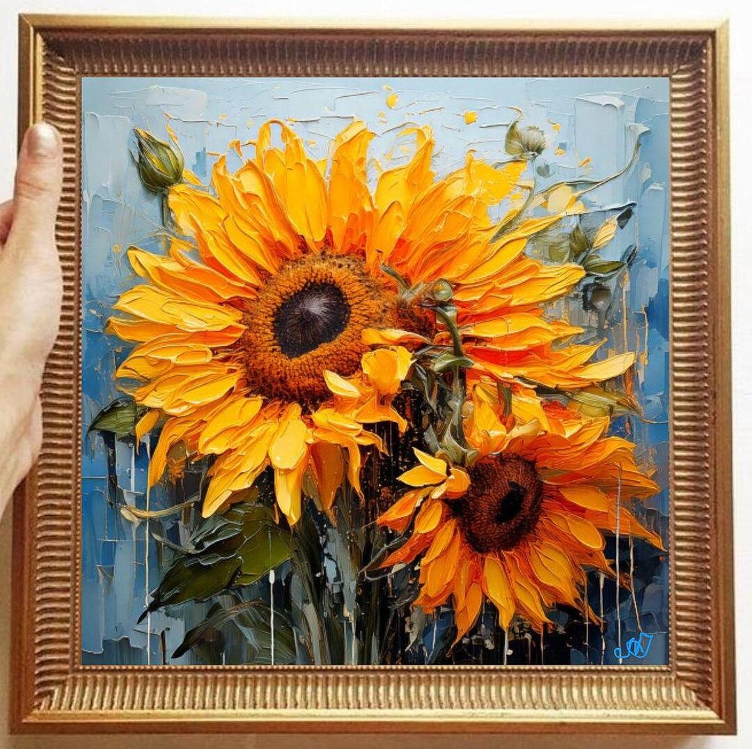 Sunflowers Painting ORIGINAL ART on Canvas Custom Order Textured Oil ...