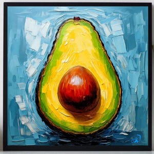 Avocado Painting ORIGINAL ART on Canvas Custom Order Textured Oil Artwork Kitchen Wall Decor Impasto Unique Gifts for Her