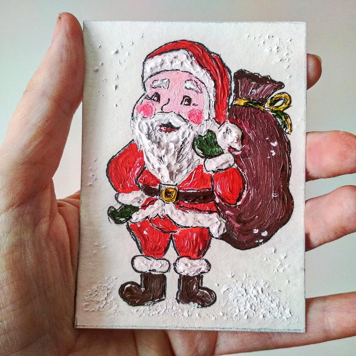 3D Art ACEO ORIGINAL ART Santa Aceo Cards Christmas Decor Etsy