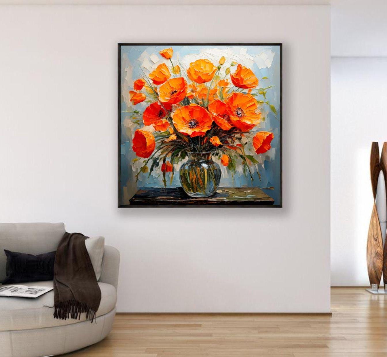 California Poppy Painting ORIGINAL ART on Canvas Custom Order Textured ...
