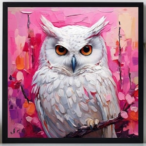 Owl Painting ORIGINAL ART on Canvas Custom Order Textured Oil Artwork Animal Wall Decor Impasto  Unique Gifts for Her Very Beautiful!