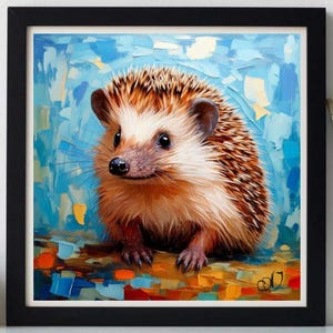 Hedgehog Painting ORIGINAL ART on Canvas Custom Order Textured Oil Artwork Animal Wall Decor Impasto Unique Gifts for Her Very Beautiful!
