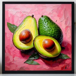 Avocado Painting ORIGINAL ART on Canvas Custom Order Textured Oil Artwork Kitchen Wall Decor Impasto Unique Gifts for Her