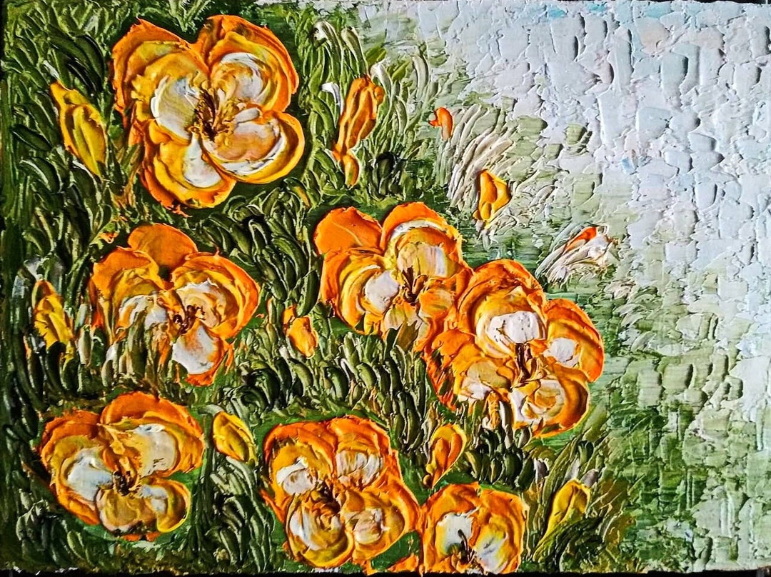 California Poppy Painting on Canvas ORIGINAL Art Custom Order 3D ...