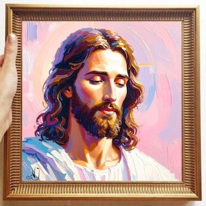 Jesus Christ Painting ORIGINAL ART on Canvas Custom Order Textured Oil Artwork Impasto Unique Gifts for Her Very Beautiful!