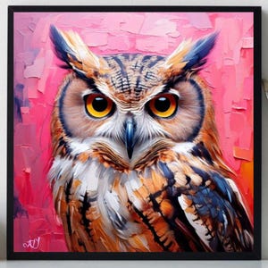 Owl Painting ORIGINAL ART on Canvas Custom Order Textured Oil Artwork Animal Wall Decor Impasto Unique Gifts for Her Very Beautiful!
