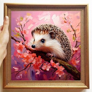 Hedgehog Painting ORIGINAL ART on Canvas Custom Order Textured Oil Artwork Animal Wall Decor Impasto Unique Gifts for Her Very Beautiful!