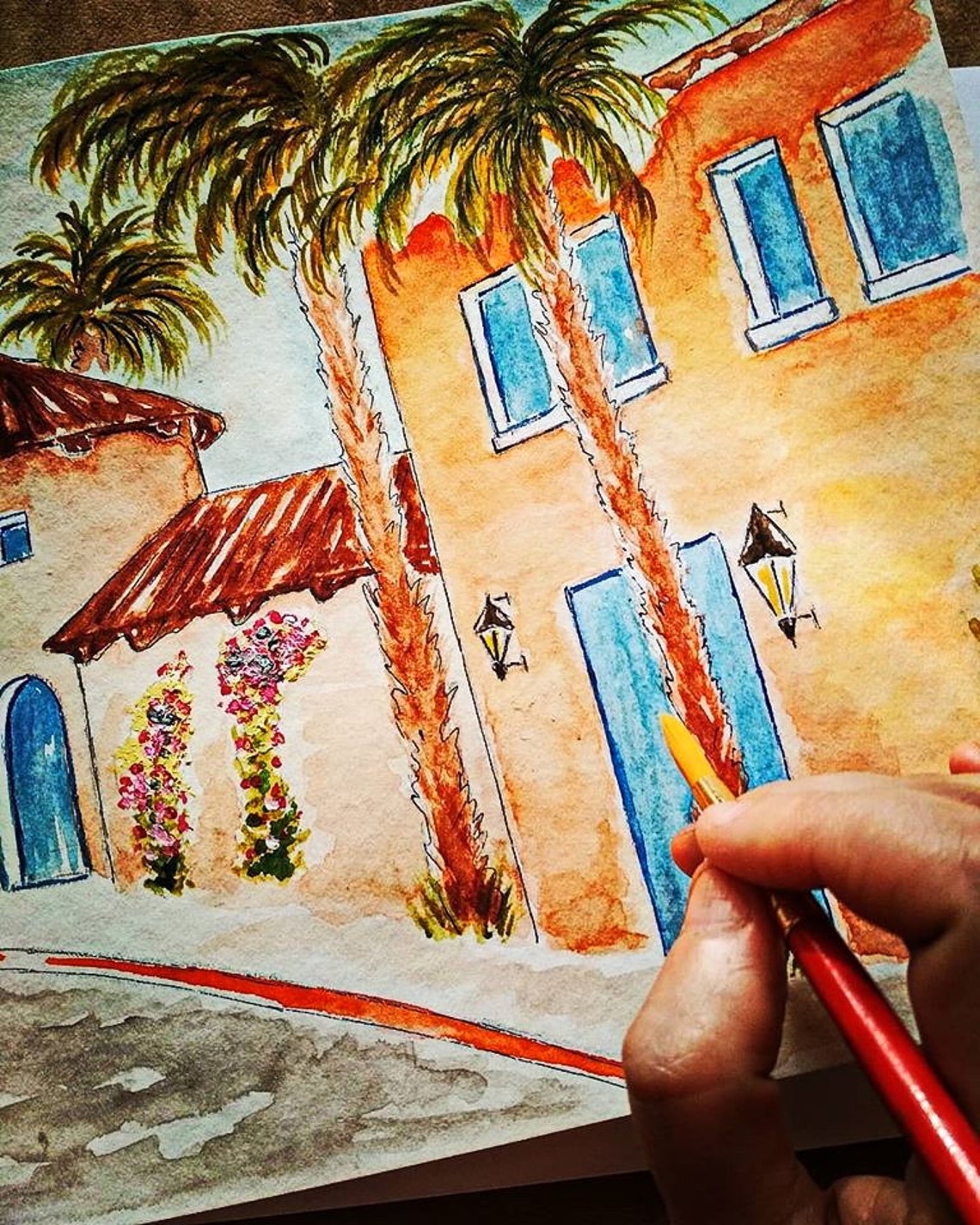 La Quinta Art ORIGINAL WATERCOLOR California Painting Made Etsy