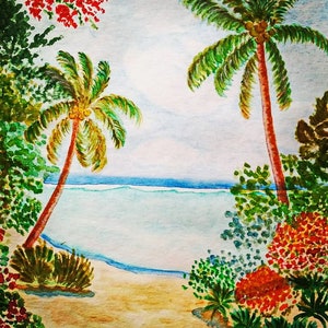 Maldives Art ORIGINAL PAINTING Maldives Watercolor 11 x 8 in Original Wall Art Unique Gift for her image 1