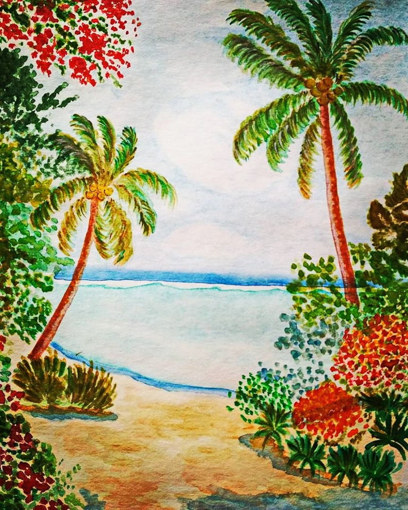 Maldives Art ORIGINAL PAINTING Maldives Watercolor 11 x 8 in Original Wall Art Unique Gift for her image 1