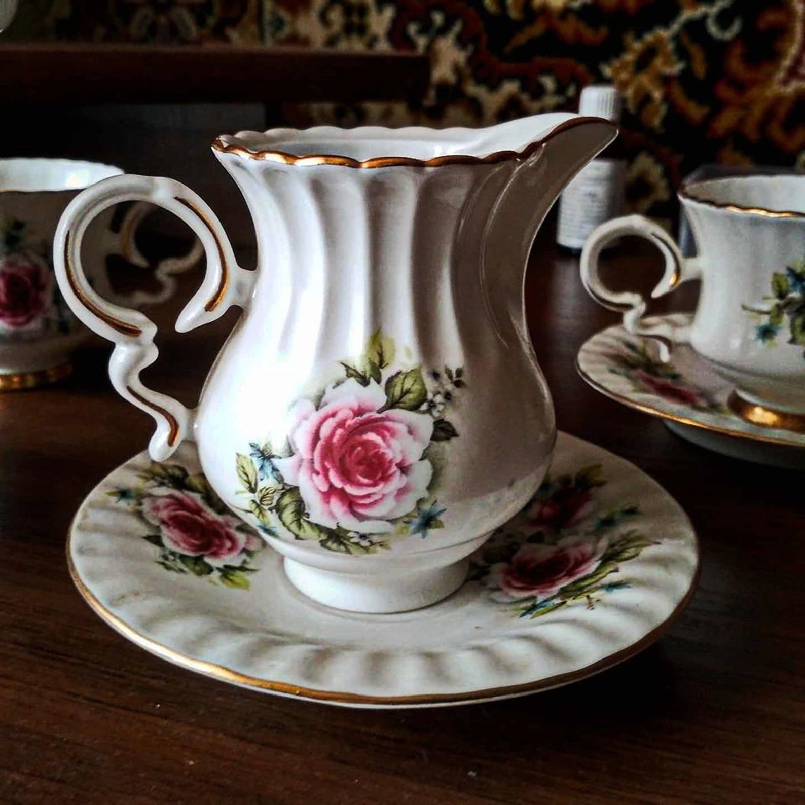 Beautiful Porcelain Tea Set of 6 Vintage Cofee Set Pink Etsy