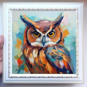 Owl Painting ORIGINAL ART on Canvas Custom Order Textured Oil Artwork Animal Wall Decor Impasto Unique Gifts for Her Very Beautiful!