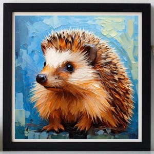 Hedgehog Painting ORIGINAL ART on Canvas Custom Order Textured Oil Artwork Animal Wall Decor Impasto Unique Gifts for Her Very Beautiful!