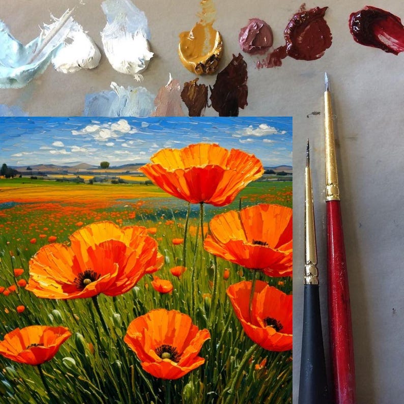California Poppy Painting ORIGINAL ART on Canvas Custom Order Textured ...