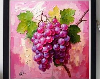 オリジナルのブドウの水彩画、12x16インチのボタニカルアート