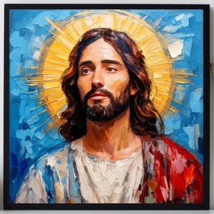 Jesus Christ Painting ORIGINAL ART on Canvas Textured Oil Artwork Impasto Unique Gifts for Her Very Beautiful!