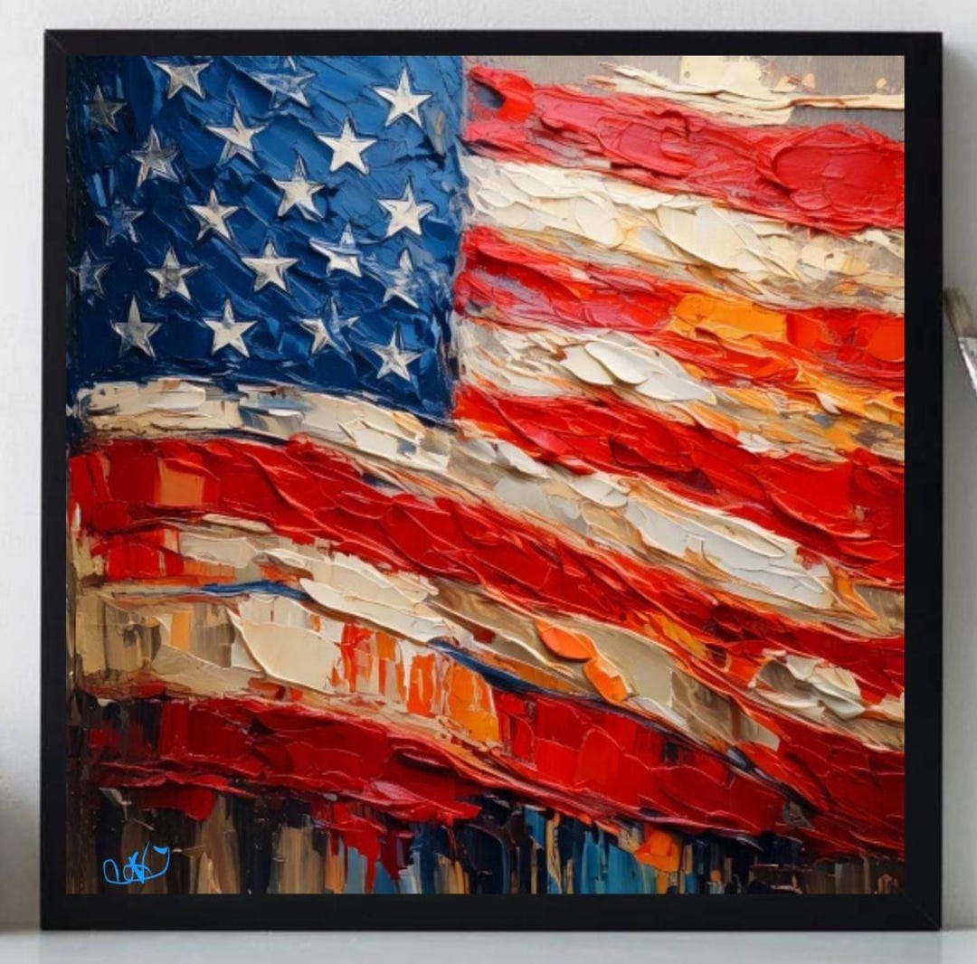 American Flag Painting ORIGINAL ART On Canvas Custom Order Textured Oil 