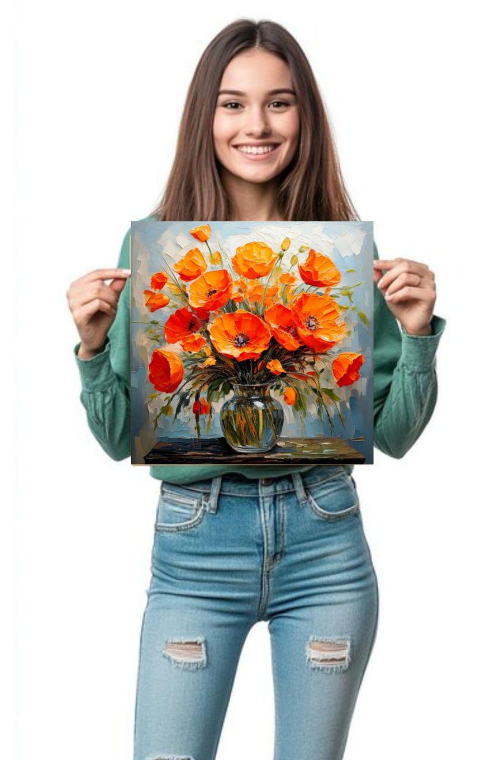 California Poppy Painting ORIGINAL ART on Canvas Custom Order Textured ...