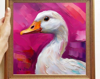 Geese Painting ORIGINAL ART on Canvas Custom Order Textured Oil Artwork Impasto Kitchen Wall Decor Unique Gifts for her