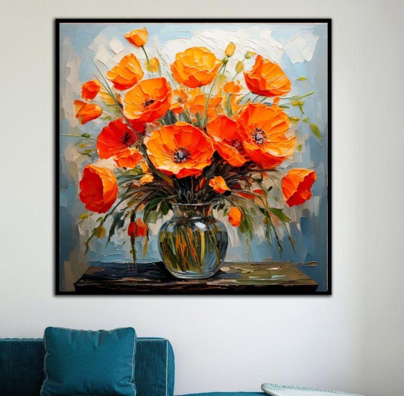 California Poppy Painting ORIGINAL ART on Canvas Custom Order Textured ...
