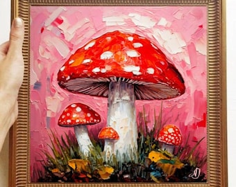 Fliegenpilz Gemälde ORIGINAL KUNST auf Leinwand Kundenspezifische Bestellung Texturierte Öl Kunstwerk Küche Wand Dekor Impasto Einzigartige Geschenke für Sie sehr schön!