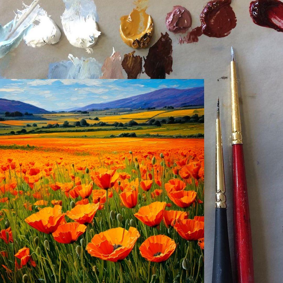 California Poppy Painting ORIGINAL ART on Canvas Custom Order Textured ...