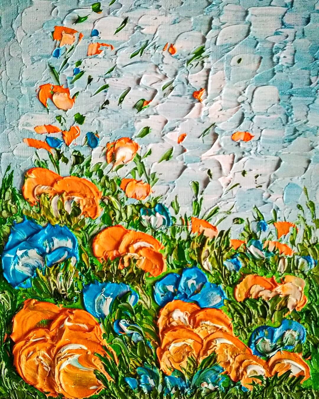 California Poppy Painting ORIGINAL Art 3D Textured Oil Artwork Impasto ...
