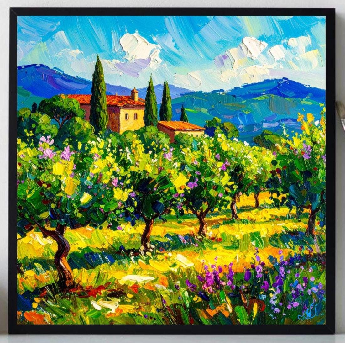 Tuscany Painting ORIGINAL ART on Canvas Custom Order Textured Oil Artwork Impasto Personalized gifts Very Beautiful!