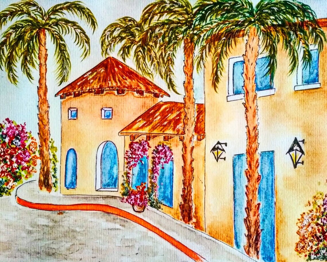 La Quinta Art ORIGINAL WATERCOLOR California Painting Made Etsy