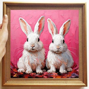 Peinture lièvre, oeuvre d&#39;art originale sur toile, oeuvre d&#39;art texturée sur mesure, à l&#39;huile, décoration murale animal, empâtement, cadeaux uniques pour elle, très belle !