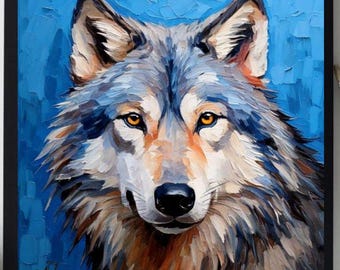 Wolf Painting ORIGINAL ART on Canvas Custom Order Textured Oil Artwork Animal Wall Decor Impasto