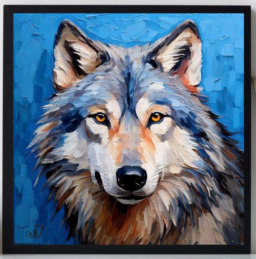 Wolf Painting ORIGINAL ART on Canvas Custom Order Textured Oil Artwork Animal Wall Decor Impasto