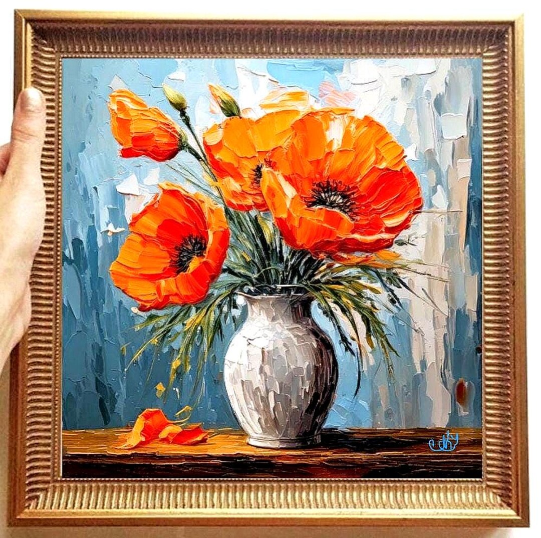 California Poppy Painting ORIGINAL ART on Canvas Custom Order Textured ...