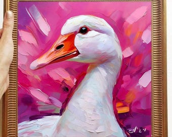Geese ORIGINAL Painting Textured Oil Artwork on Canvas Impasto Custom Order Kitchen Wall Decor