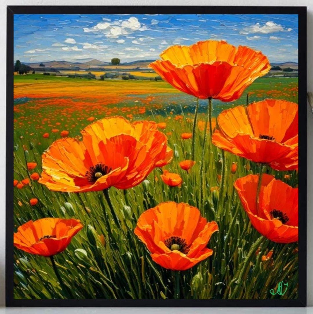 California Poppy Painting ORIGINAL ART on Canvas Custom Order Textured ...