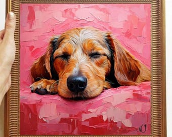 Dog Painting ORIGINAL ART on Canvas Custom Order Textured Oil Artwork Animal Wall Decor Impasto  Unique Gifts for Her Very Beautiful!