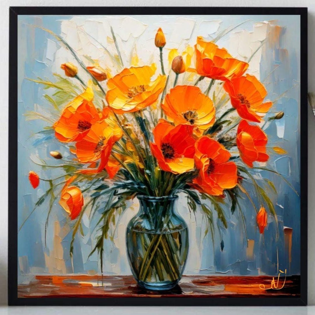California Poppy Painting ORIGINAL ART on Canvas Custom Order Textured ...