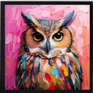 Owl Painting ORIGINAL ART on Canvas Custom Order Textured Oil Artwork Animal Wall Decor Impasto  Unique Gifts for Her Very Beautiful!