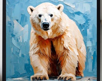 Bear Painting ORIGINAL ART on Canvas Custom Order Textured Oil Artwork Animal Wall Decor Impasto Unique Gifts for Her Very Beautiful!
