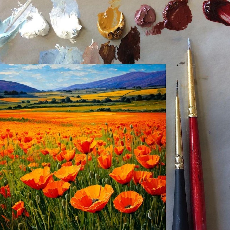 California Poppy Painting ORIGINAL ART on Canvas Custom Order Textured ...
