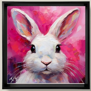 Peinture lièvre, oeuvre d&#39;art originale sur toile, commande personnalisée, oeuvre d&#39;art texturée à l&#39;huile, décoration murale animal, empâtement, cadeaux uniques pour elle, très belle !
