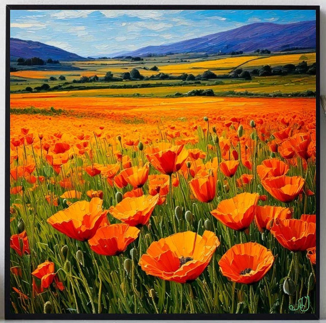California Poppy Painting ORIGINAL ART on Canvas Custom Order Textured ...