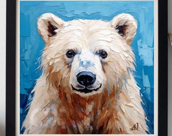 Bear Painting ORIGINAL ART on Canvas Custom Order Textured Oil Artwork Animal Wall Decor Impasto