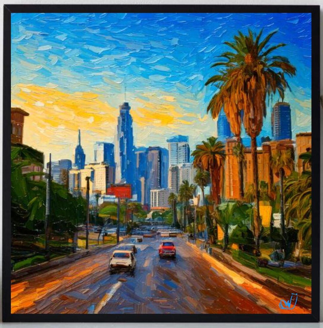Los Angeles Painting ORIGINAL ART on Canvas Custom Order Textured Oil ...