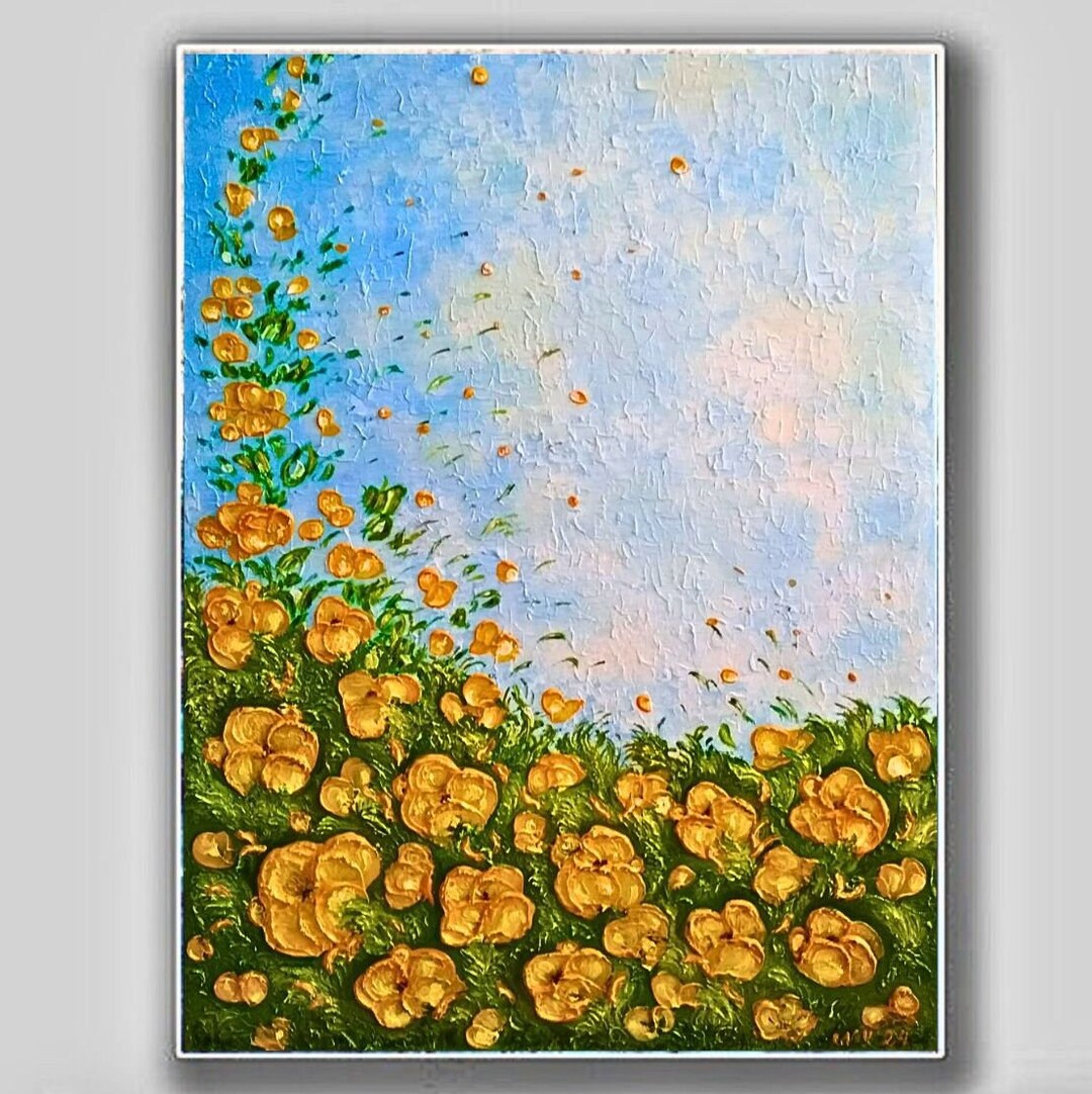 California Poppy Painting ORIGINAL Art Custom Order Textured 3D Oil ...