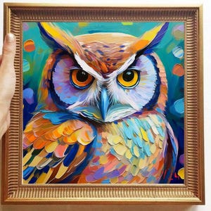 Owl Painting ORIGINAL ART on Canvas Custom Order Textured Oil Artwork Animal Wall  Decor Impasto Unique Gifts for Her Very Beautiful!