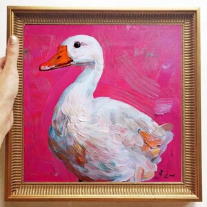 Geese Painting ORIGINAL Art on Canvas Custom Order Textured Oil Artwork Impasto Kitchen Wall Decor Unique Gifts for her
