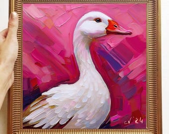 Geese Painting ORIGINAL ART on Canvas Textured Oil Artwork Impasto Custom Order Kitchen Wall Decor Unique Gifts for her