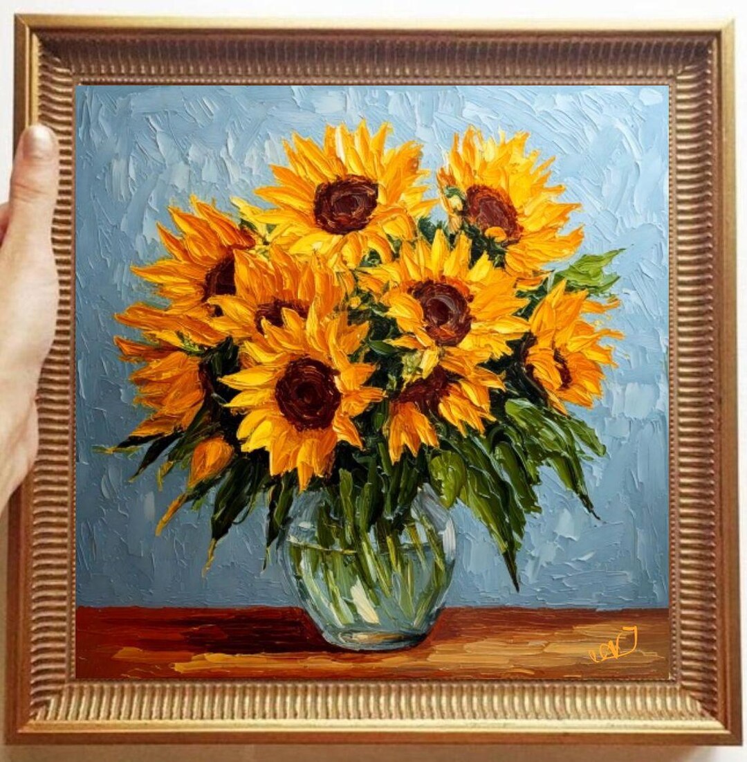 Sunflowers Painting ORIGINAL ART on Canvas Custom Order Textured Oil ...